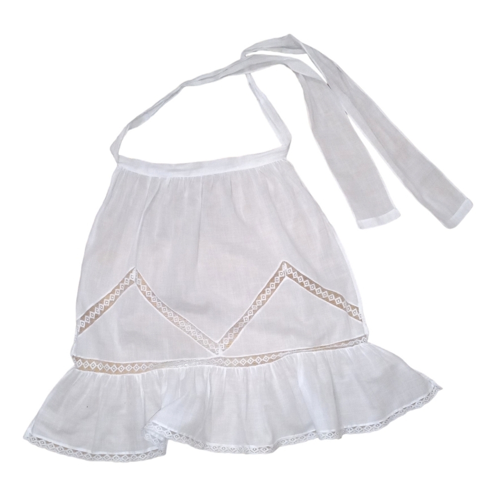 Vintage White Lace & Cotton Apron